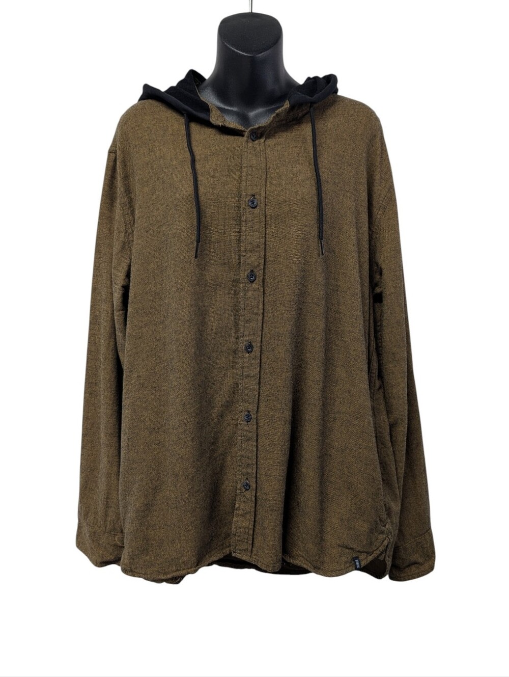 Caliville Men's Size XL Brown Hooded Button-Up Flannel Shirt Jacket Cotton